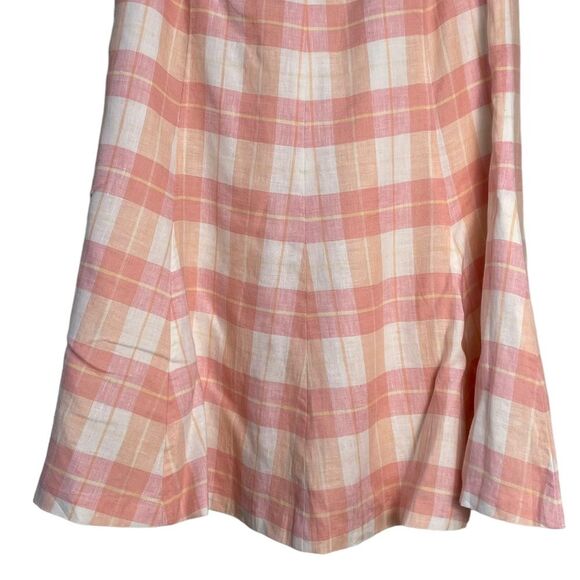 Brooks Brothers 100% Linen Plaid Linen A-line Skirt Sz 8 NEW Pink‎ Orange Yellow - Picture 8 of 10